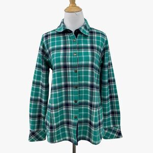 Orvis Shacket Womens S Small Cypress Plaid Long Sleeve Snap Button Fleece Lined